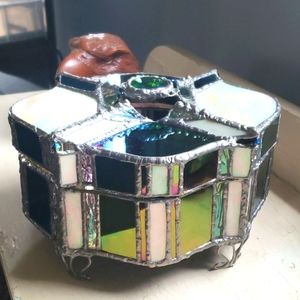 Large Unique Handmade Sculpted Stained Glass Art Box